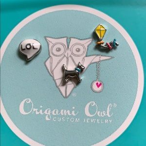 Origami Owl charm lot with dog, kite & lol charms